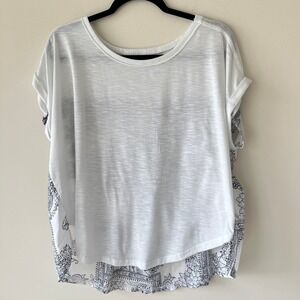 Seven7 Womens Bandana Print Mixed Media Top Size L Boho Country Festival Concert